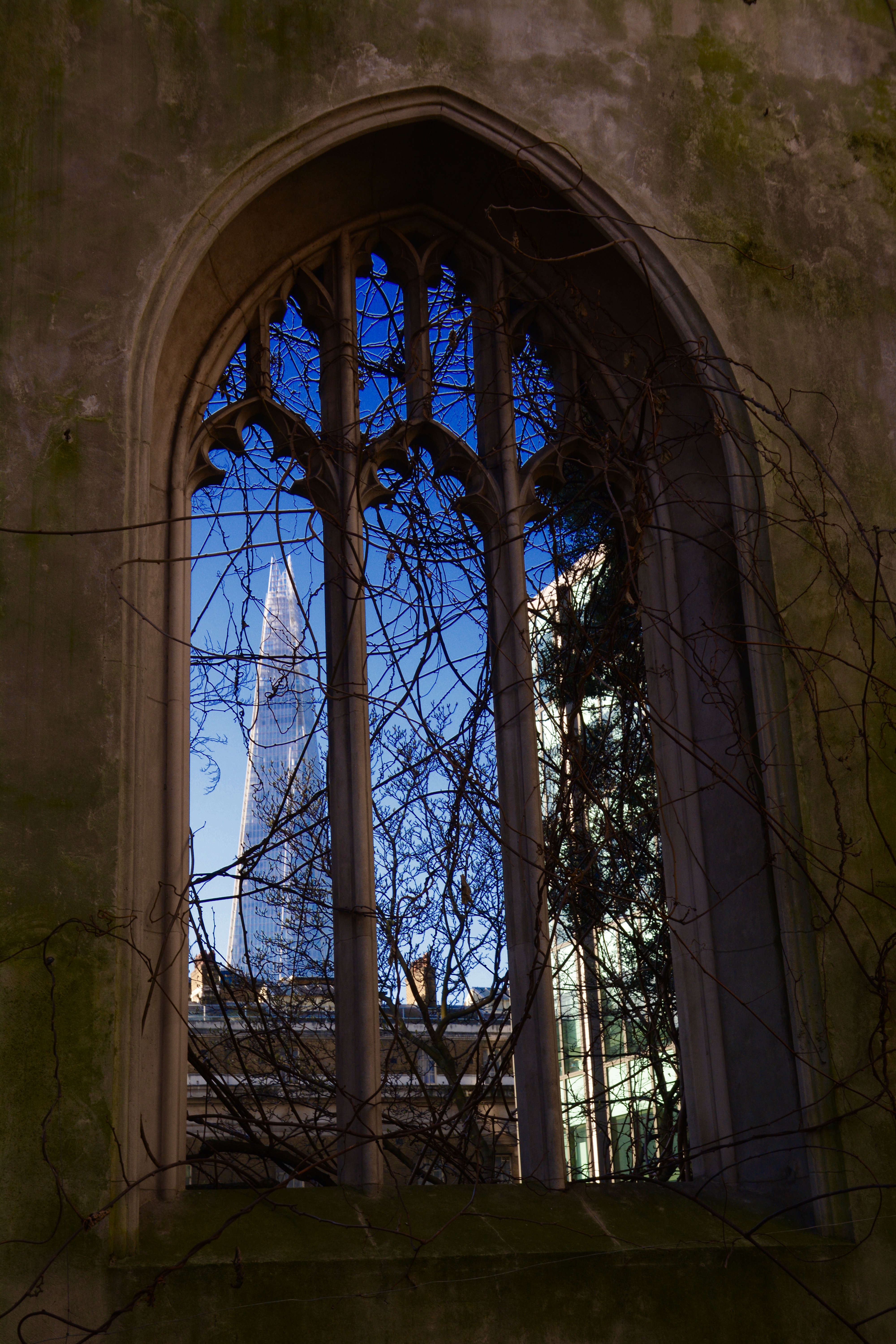 View of the Shard from St Dunstan-in-the-East